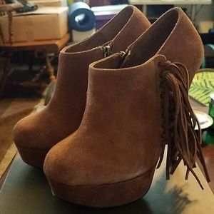 Brown suede booties